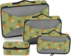 Packing Cubes Set of 4 Luggage Bags Organizers Travel Compartment Organizer Bags Packing Cubea Pineapples