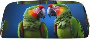 parrots Makeup Bag Travel Toiletry Bag Big Pencil Bag for Women Men Leather Zipper Coin Pouch Purse