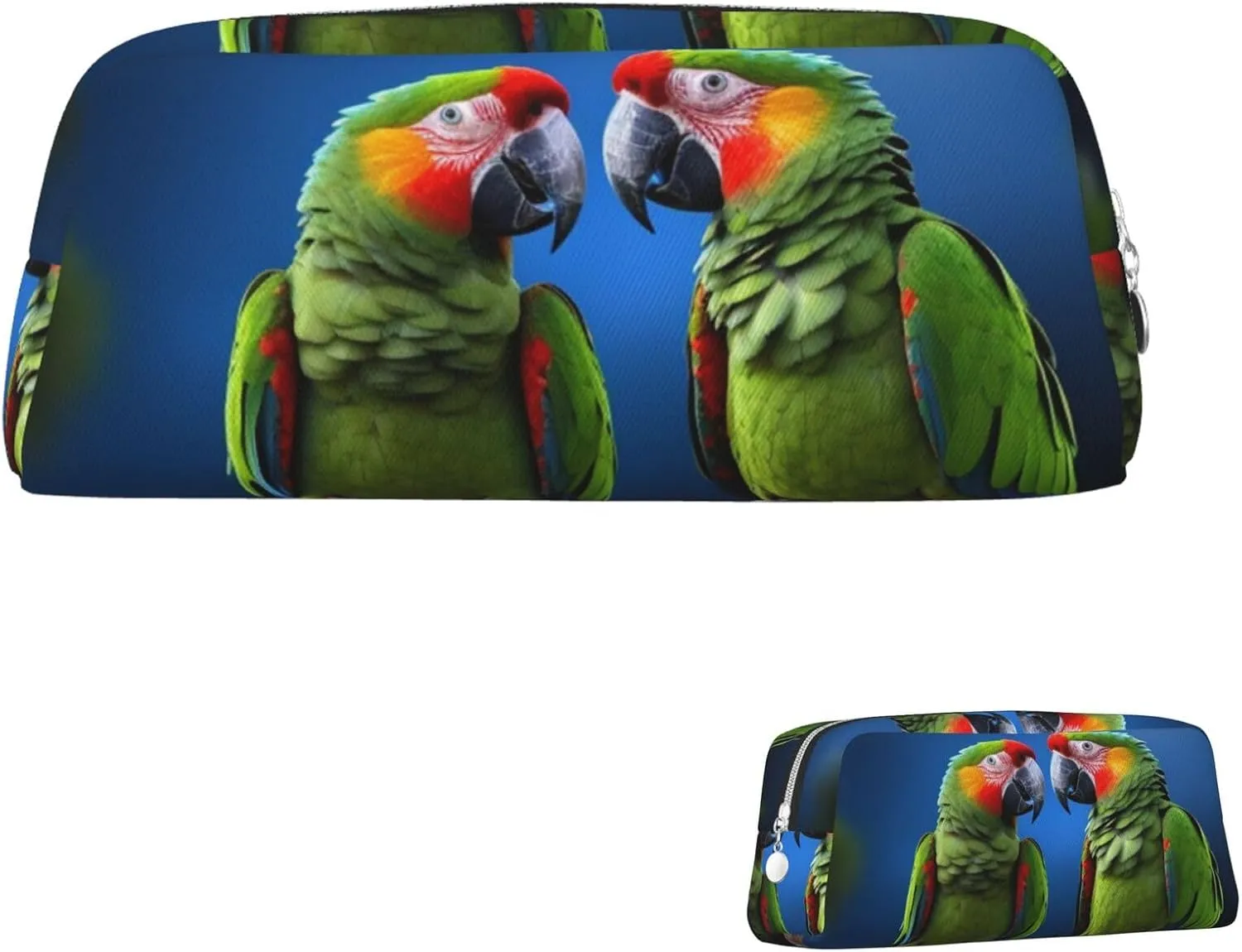 parrots Makeup Bag Travel Toiletry Bag Big Pencil Bag for Women Men Leather Zipper Coin Pouch Purse