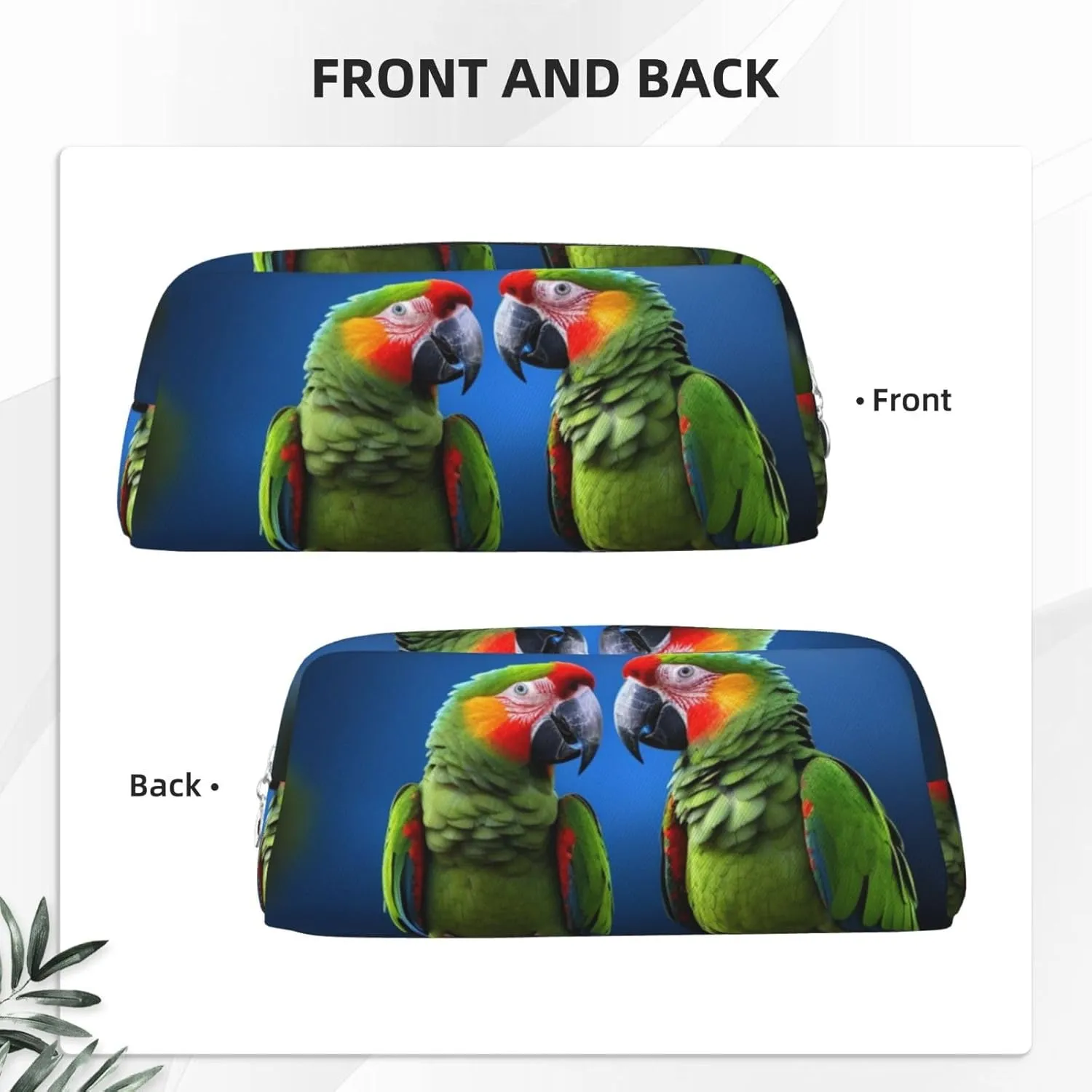 parrots Makeup Bag Travel Toiletry Bag Big Pencil Bag for Women Men Leather Zipper Coin Pouch Purse