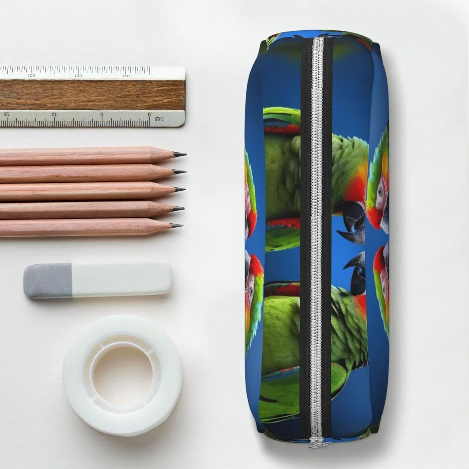parrots Makeup Bag Travel Toiletry Bag Big Pencil Bag for Women Men Leather Zipper Coin Pouch Purse