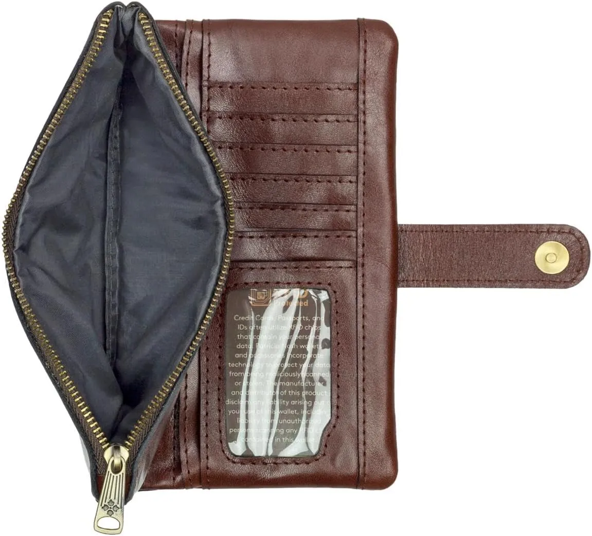 Patricia Nash Meadow Leather Wristlet, 17 Card Slots, Magnetic Snap Closure, 7.75 x 3.75 inches