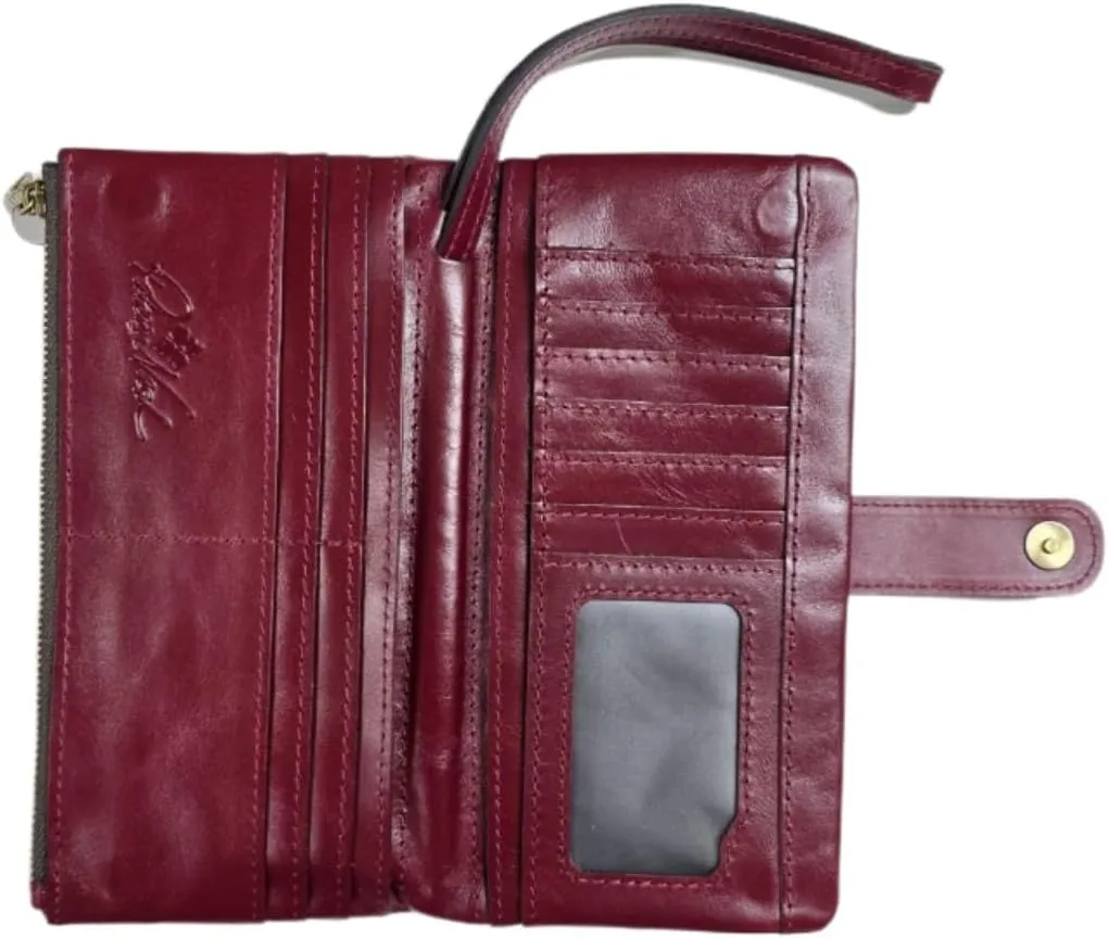 Patricia Nash Meadow Leather Wristlet, 17 Card Slots, Magnetic Snap Closure, 7.75 x 3.75 inches