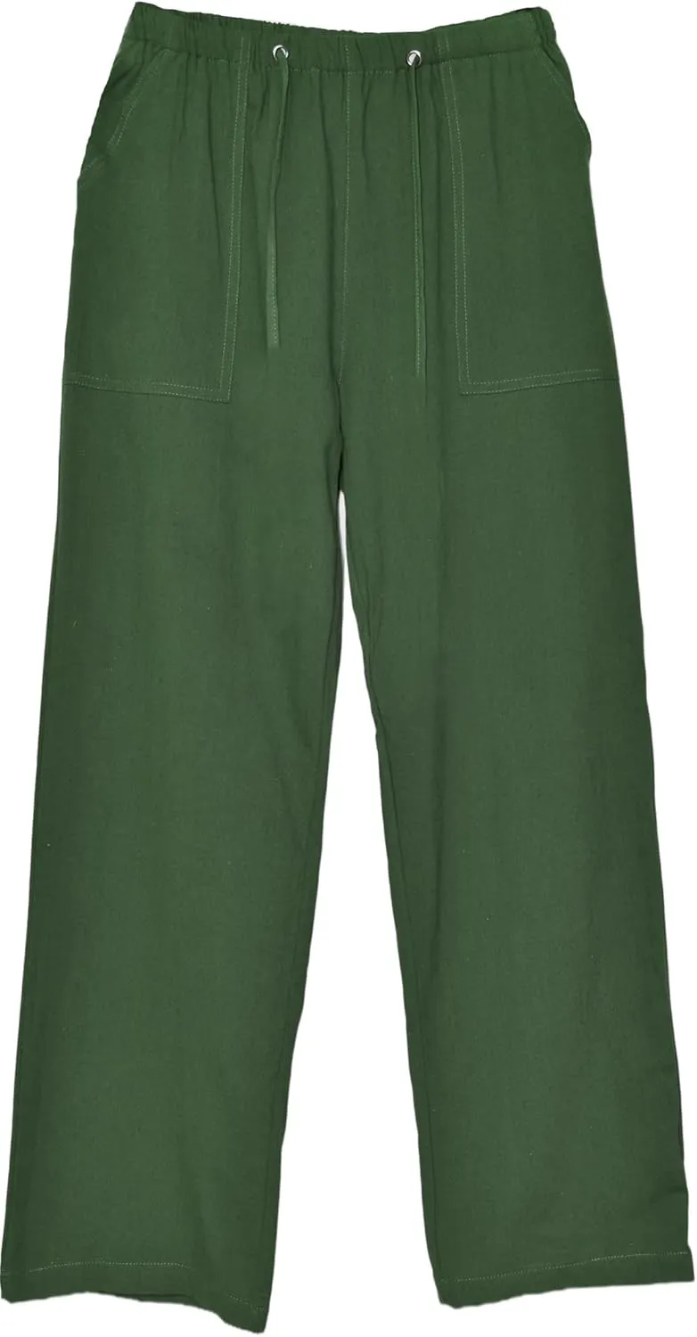 perdontoo Mens Casual Cotton Linen Pants Elastic Waist Drawstring Straight Summer Beach Pants
