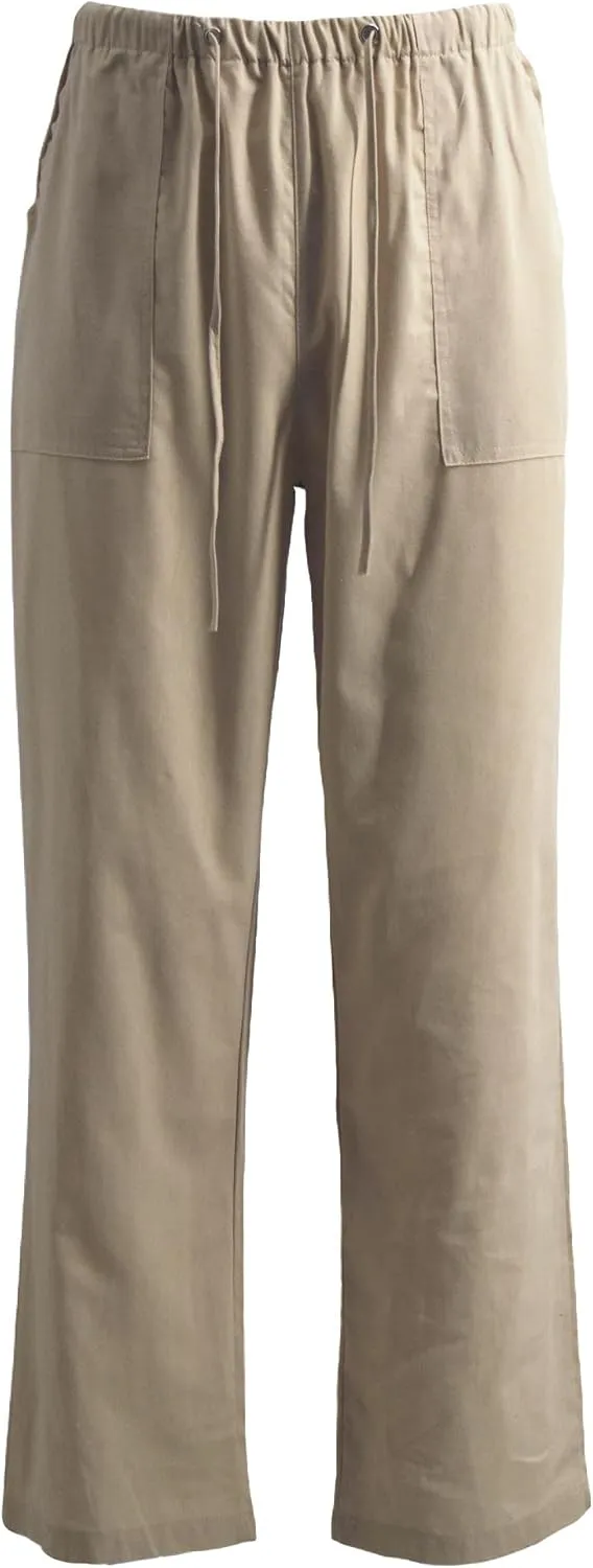 perdontoo Mens Casual Cotton Linen Pants Elastic Waist Drawstring Straight Summer Beach Pants