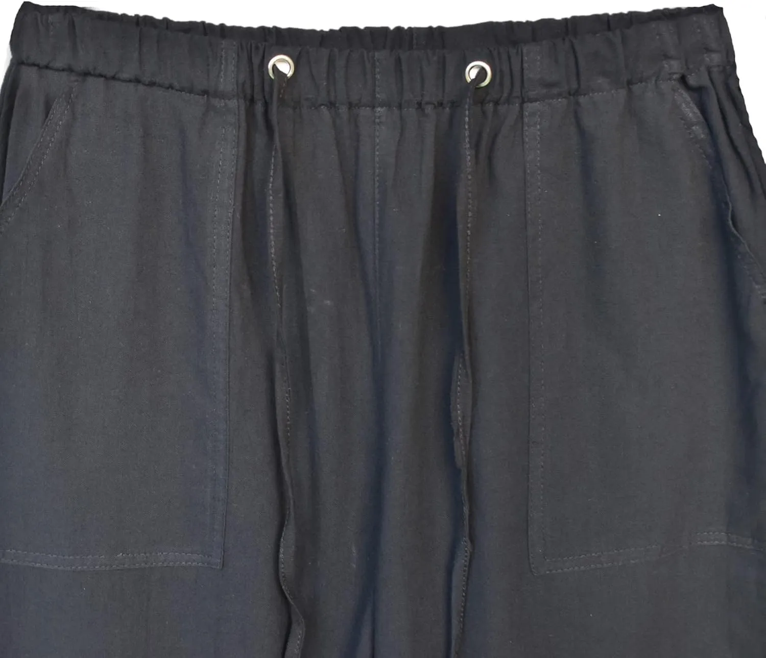 perdontoo Mens Casual Cotton Linen Pants Elastic Waist Drawstring Straight Summer Beach Pants