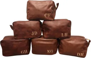 Personalized Groomsmen Bag with Embroidery Name Shaving Kit Travel Toiletry Bag PU Leather Dopp Kit Wedding Groom Gift For Him