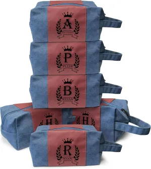 Personalized Groomsmen Gifts Set of 6 Bags, Customized Men Toiletry Bag, Wedding Gift for Groomsmen- 3 colors to select with 9 design option