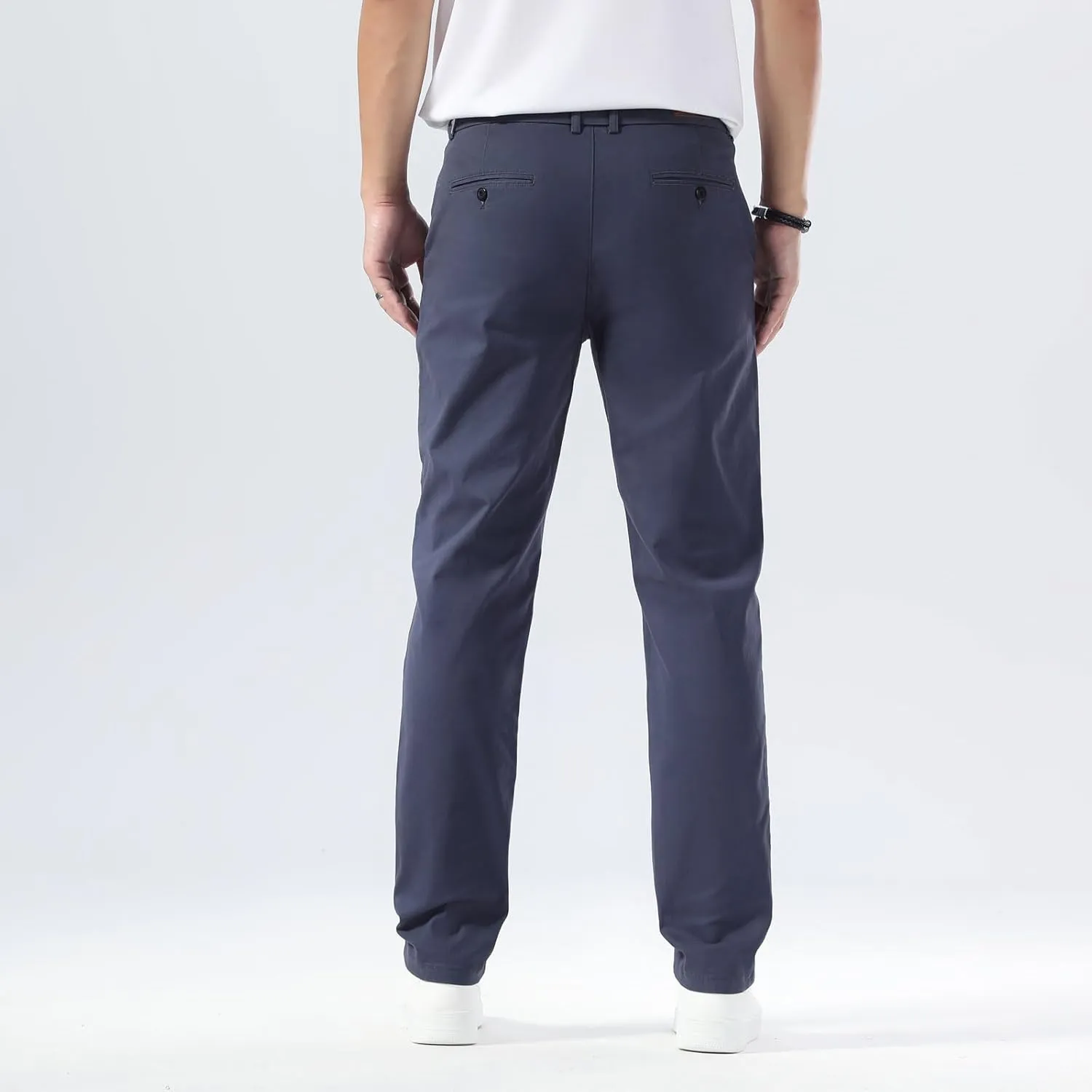 Plaid&Plain Mens Slim Fit Khaki Pants Mens Tapered Chino Pants