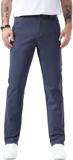 Plaid&Plain Mens Slim Fit Khaki Pants Mens Tapered Chino Pants