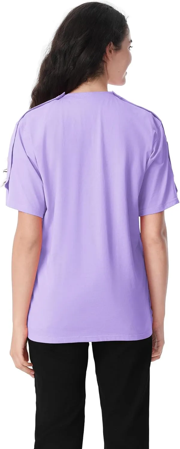 Post Shoulder Surgery Recovery Shirt with Magnetic Buttons for Women Crew Neck Tear Away Shirts for Shoulder Surgery for Men