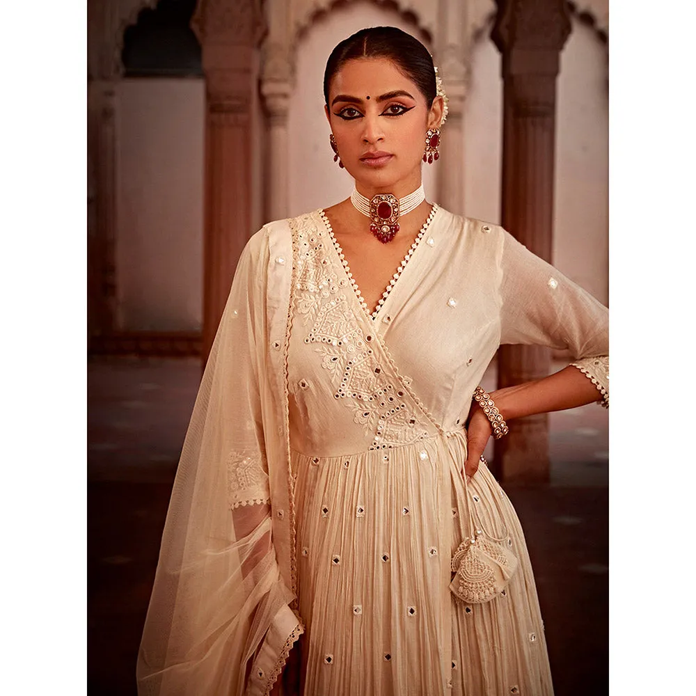 Preevin Off White Temple Angrakha (Set of 2)