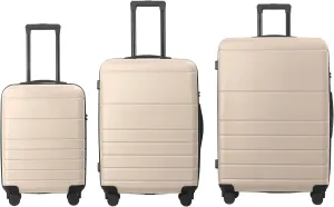 Premium 3-Piece ABS Hardshell Luggage Set  360 Spinner Wheels, TSA Lock, Ergonomic Handle, 20''/24''/28'' Sizes, Scratch-Resistant & Lightweight (Beige)