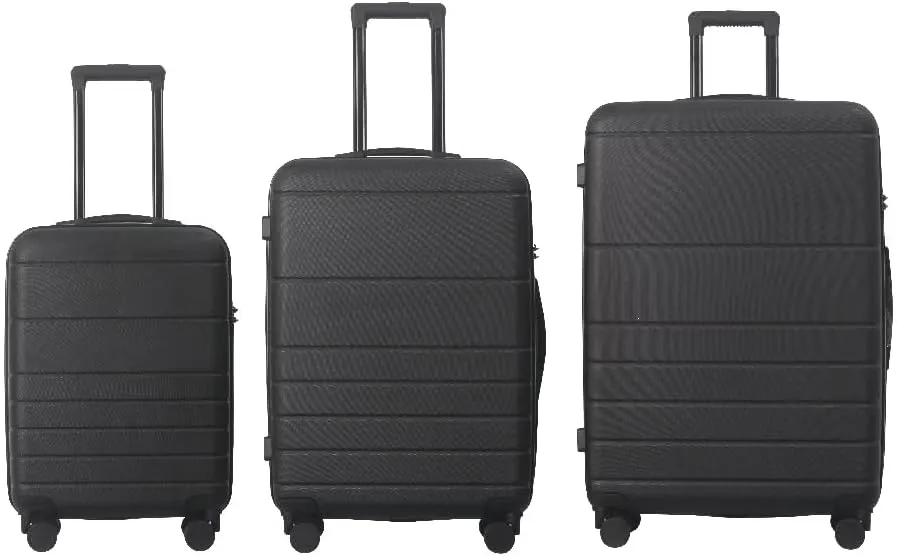 Premium 3-Piece ABS Hardshell Luggage Set  360 Spinner Wheels, TSA Lock, Ergonomic Handle, 20''/24''/28'' Sizes, Scratch-Resistant & Lightweight (Black)