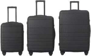 Premium 3-Piece ABS Hardshell Luggage Set  360 Spinner Wheels, TSA Lock, Ergonomic Handle, 20''/24''/28'' Sizes, Scratch-Resistant & Lightweight (Black)
