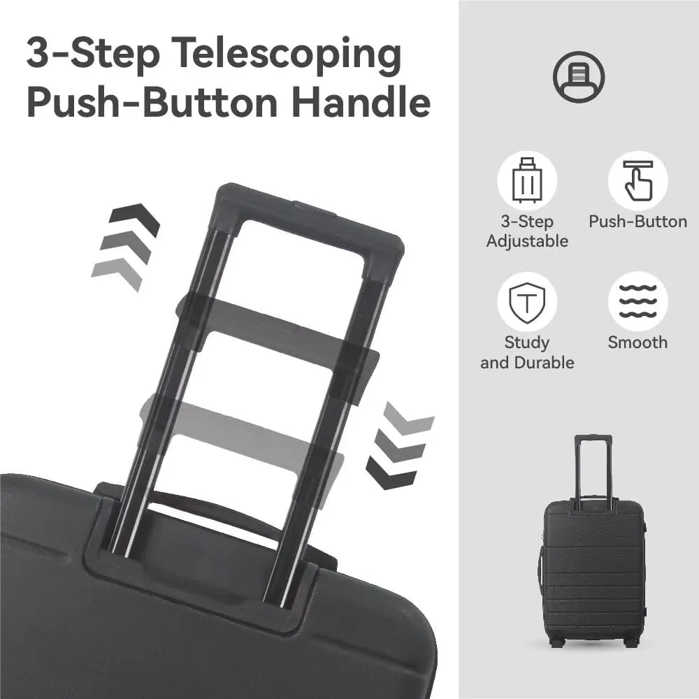 Premium 3-Piece ABS Hardshell Luggage Set  360 Spinner Wheels, TSA Lock, Ergonomic Handle, 20''/24''/28'' Sizes, Scratch-Resistant & Lightweight (Black)