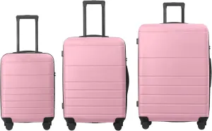 Premium 3-Piece ABS Hardshell Luggage Set  360 Spinner Wheels, TSA Lock, Ergonomic Handle, 20''/24''/28'' Sizes, Scratch-Resistant & Lightweight (Pink)