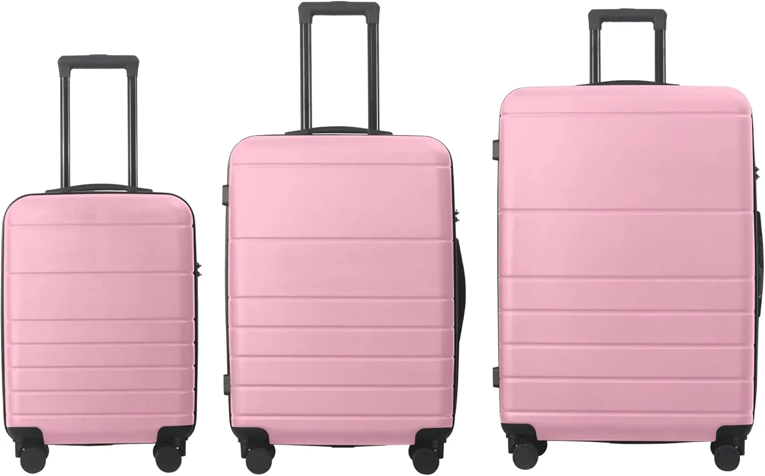 Premium 3-Piece ABS Hardshell Luggage Set  360 Spinner Wheels, TSA Lock, Ergonomic Handle, 20''/24''/28'' Sizes, Scratch-Resistant & Lightweight (Pink)