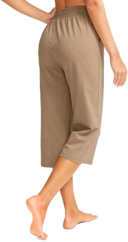 Pudolla Women's Capris Yoga Pants 18"/20" Cotton Capri Sweatpants Wide Leg Summer Casual Workout Pants with Pockets