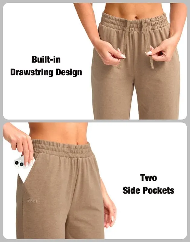 Pudolla Women's Capris Yoga Pants 18"/20" Cotton Capri Sweatpants Wide Leg Summer Casual Workout Pants with Pockets