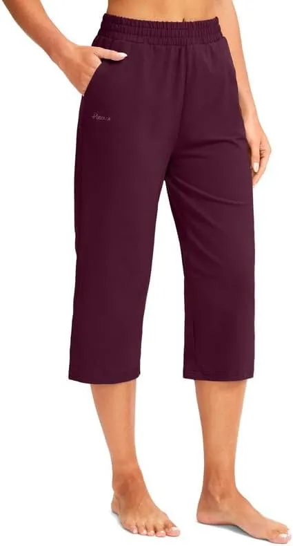 Pudolla Women's Capris Yoga Pants 18"/20" Cotton Capri Sweatpants Wide Leg Summer Casual Workout Pants with Pockets