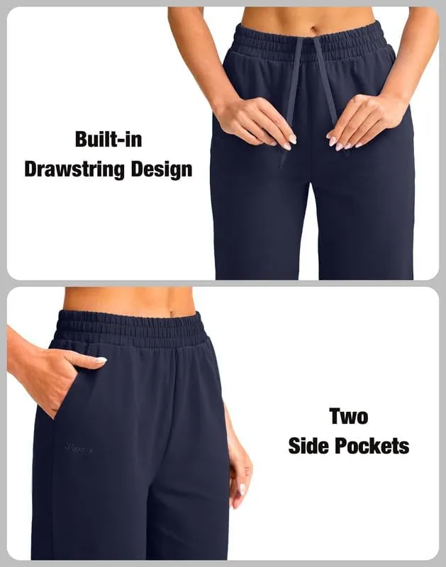 Pudolla Women's Capris Yoga Pants 18"/20" Cotton Capri Sweatpants Wide Leg Summer Casual Workout Pants with Pockets
