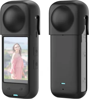 PULUZ Insta 360 X4 Protective Case Full Body Protector Dust-proof, Cover Housing Skin Sleeves, Soft Silicone Case with Lens Cap for Insta360 X4 Lens Guards Action Camera Accessories