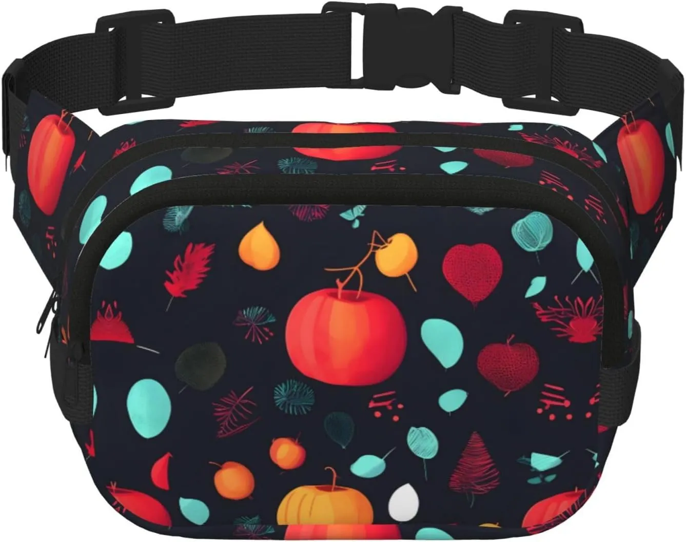 Pumpkin Flowers Square Double Layer Waist Bag Belt - Fanny Pack Purse with Adjustable Strap for Running, Travel, Hiking