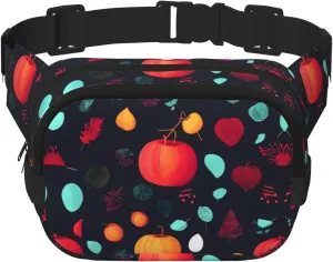 Pumpkin Flowers Square Double Layer Waist Bag Belt - Fanny Pack Purse with Adjustable Strap for Running, Travel, Hiking
