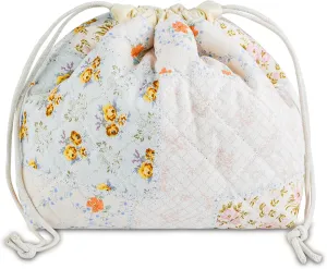 Quilted Makeup Bag for Women, Coquette Aesthetic Cosmetic Bag, Cute Travel Toiletry Bag, Cotton Drawstring Pouch for Women and Girls