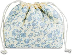 Quilted Makeup Bag for Women, Coquette Aesthetic Cosmetic Bag, Cute Travel Toiletry Bag, Cotton Drawstring Pouch for Women and Girls