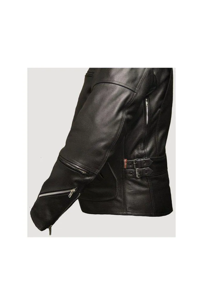 Radical Mens Black Leather Motorcycle Jacket