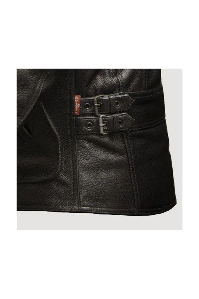 Radical Mens Black Leather Motorcycle Jacket