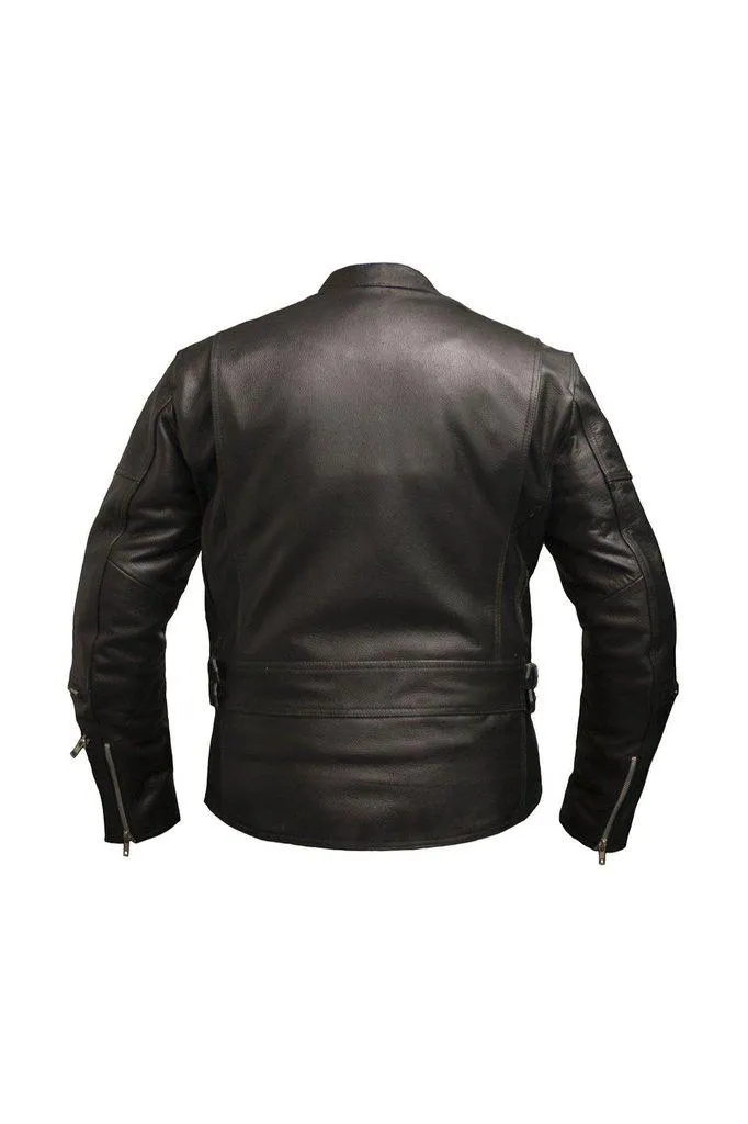Radical Mens Black Leather Motorcycle Jacket