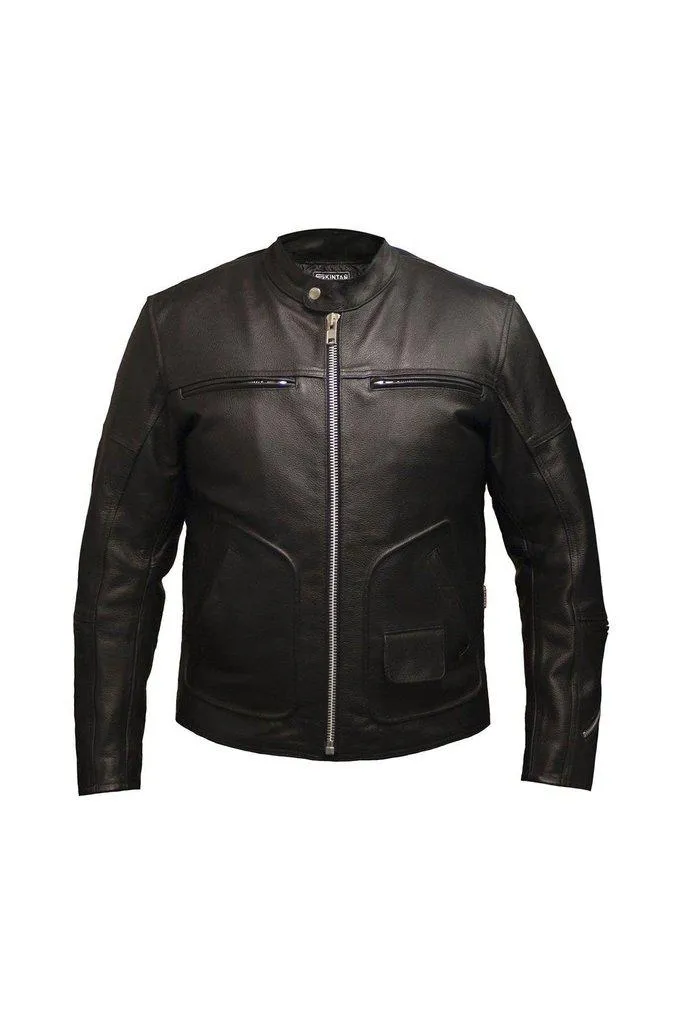 Radical Mens Black Leather Motorcycle Jacket