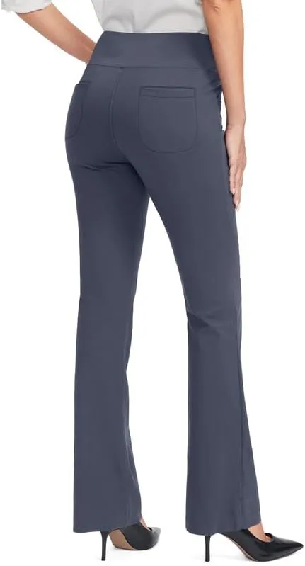 Rammus Womens High Waist Yoga Dress Pants with Pockets Stretch Work Pants for Women Bootcut Leg Slacks for Office Casual