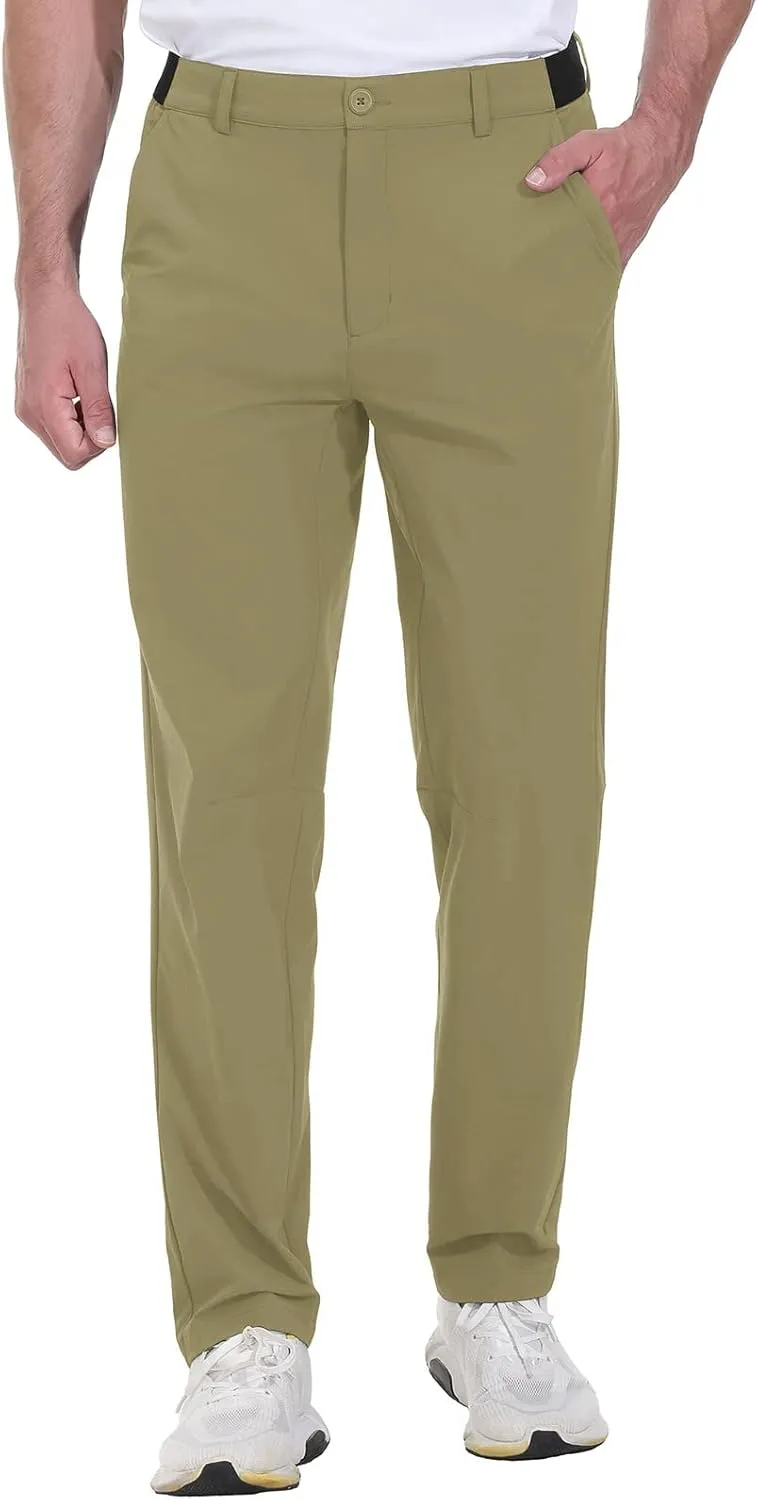 Rdruko Men's Stretch Golf Pants Quick Dry Lightweight Casual Dress Pants with Pockets