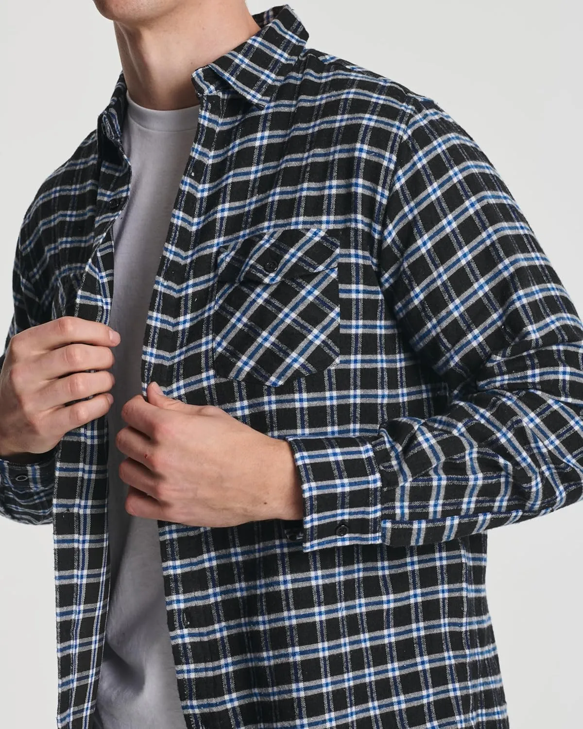 Real Essentials 3 Pack: Men's Long-Sleeve Flannel Button Down Plaid Casual Shirt (Available in Big & Tall)