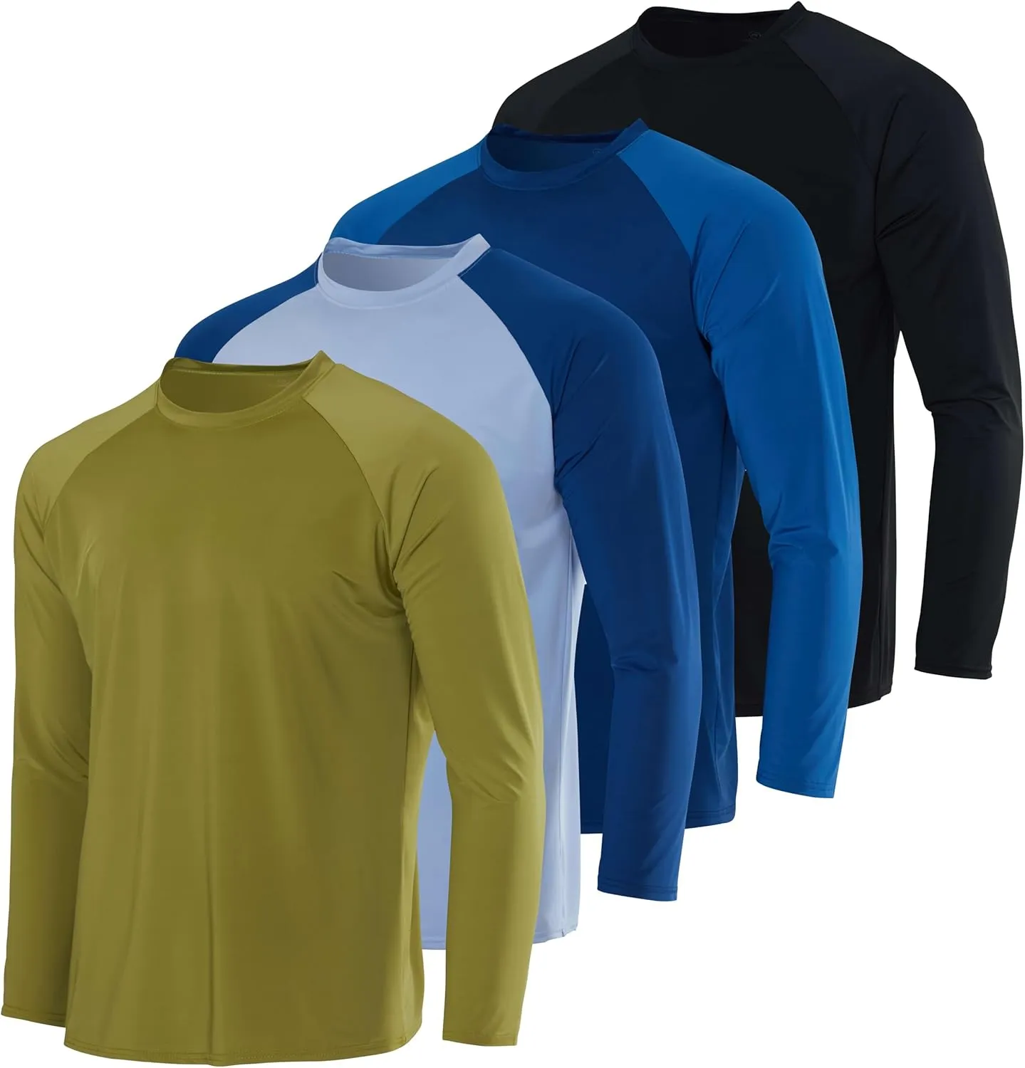 Real Essentials 4-Pack: Boys Long Sleeve Rash Guard Shirt Swimwear UPF Sun Protection Surf Top Swim Suit