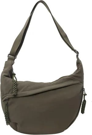 Regularlyk Crossbody Bag, Nylon Crossbody Slouchy Sling Hobo Bag, Crescent Small Shoulder Nylon Dumpling