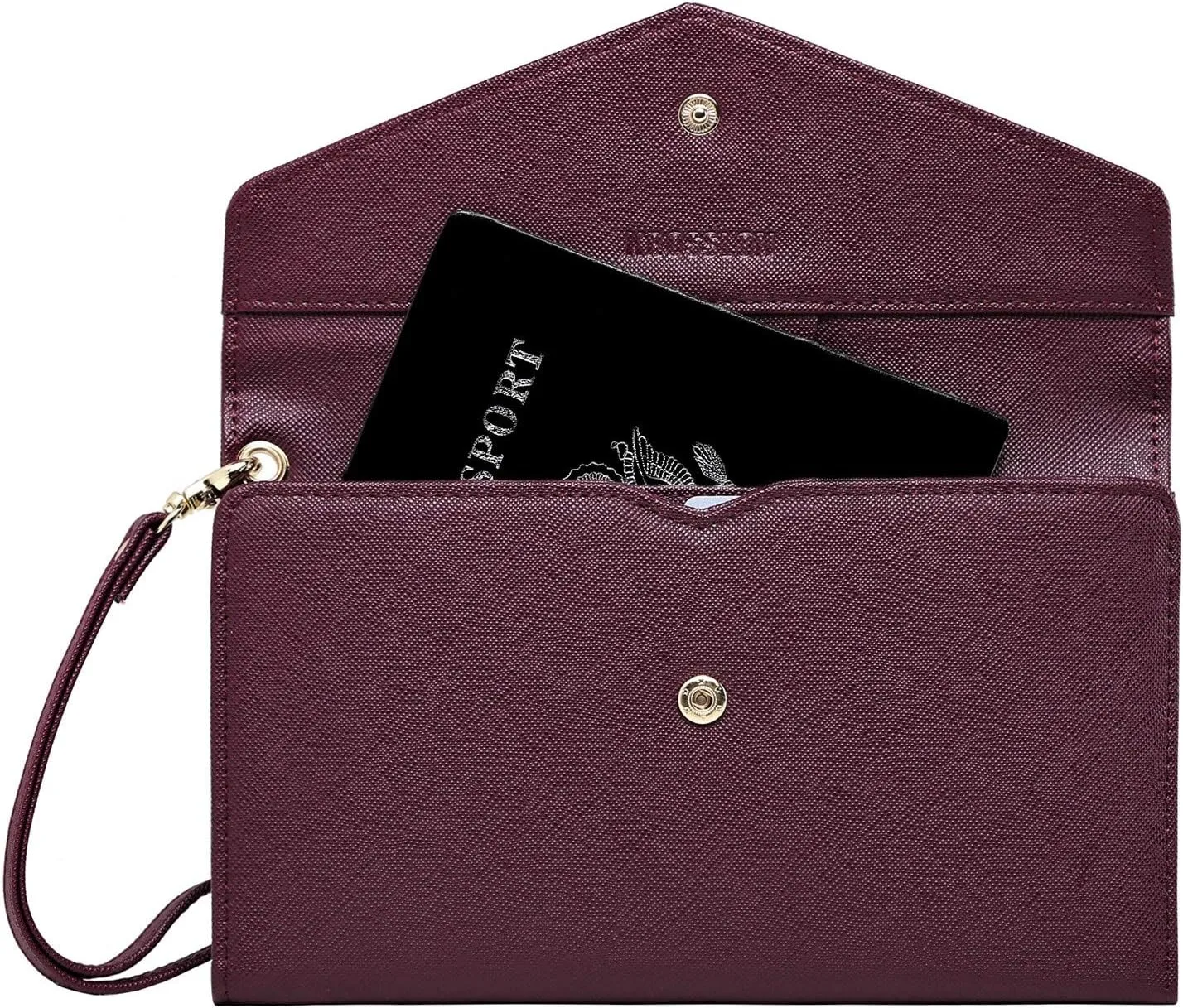 Rfid Passport Holder Tri-fold Travel Wallet Women Medium Wristlet