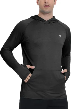 Roadbox Fishing Shirts for Men Long Sleeve, UPF 50  Sun Protection Hoodies with Pocket, Outdoor Running Hiking Rash Guard