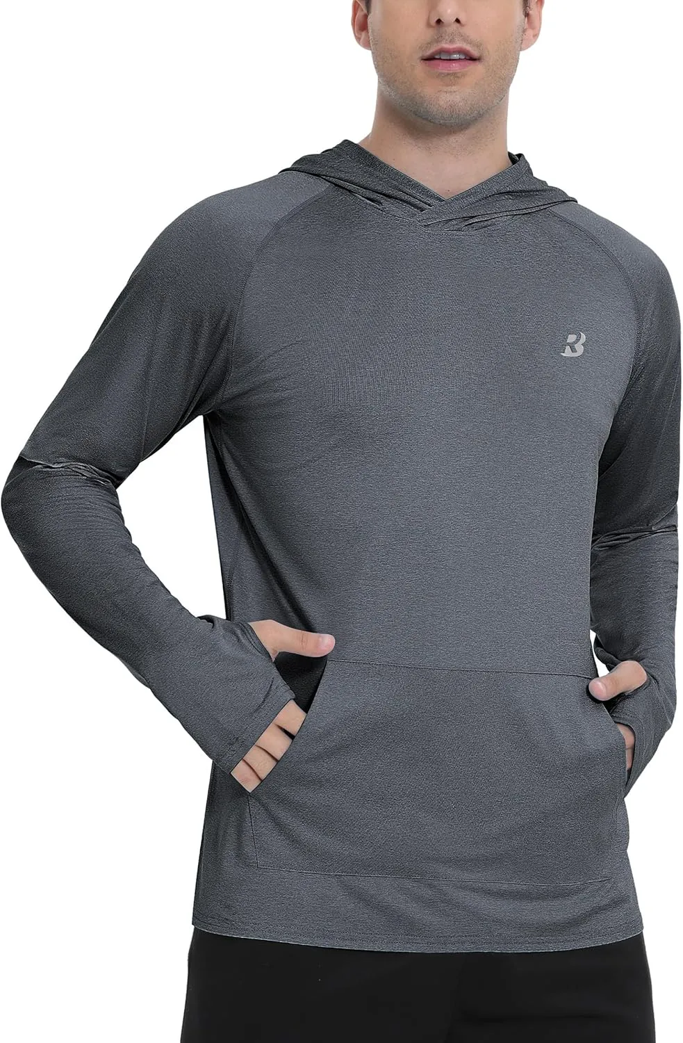 Roadbox Fishing Shirts for Men Long Sleeve, UPF 50  Sun Protection Hoodies with Pocket, Outdoor Running Hiking Rash Guard