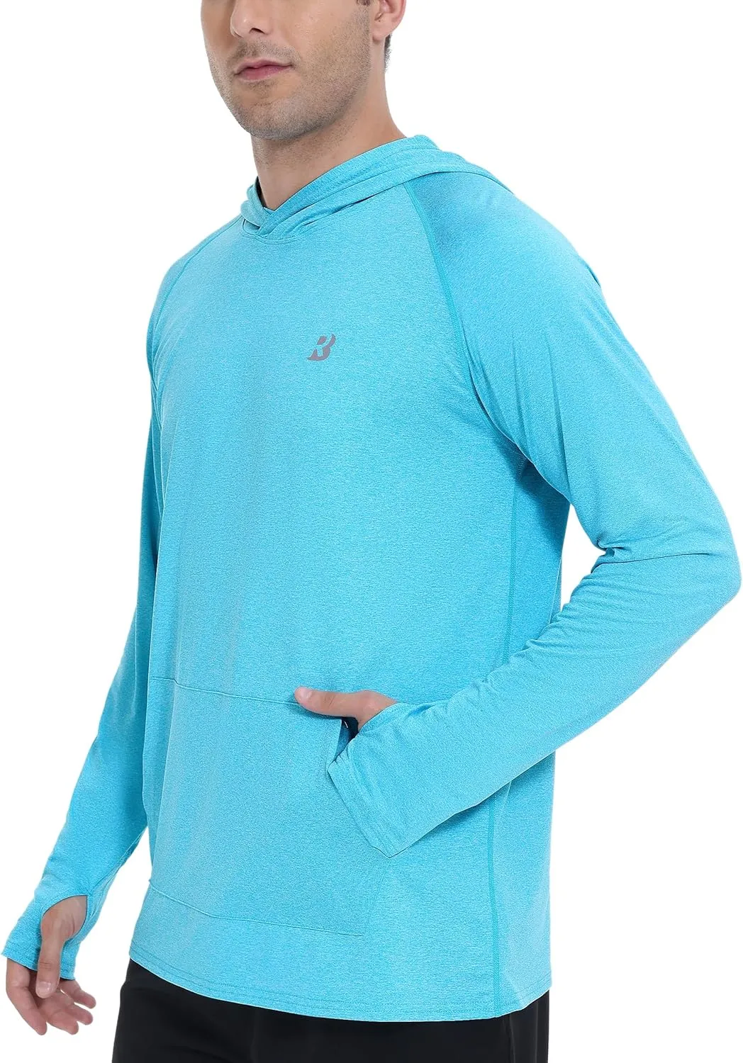 Roadbox Fishing Shirts for Men Long Sleeve, UPF 50  Sun Protection Hoodies with Pocket, Outdoor Running Hiking Rash Guard