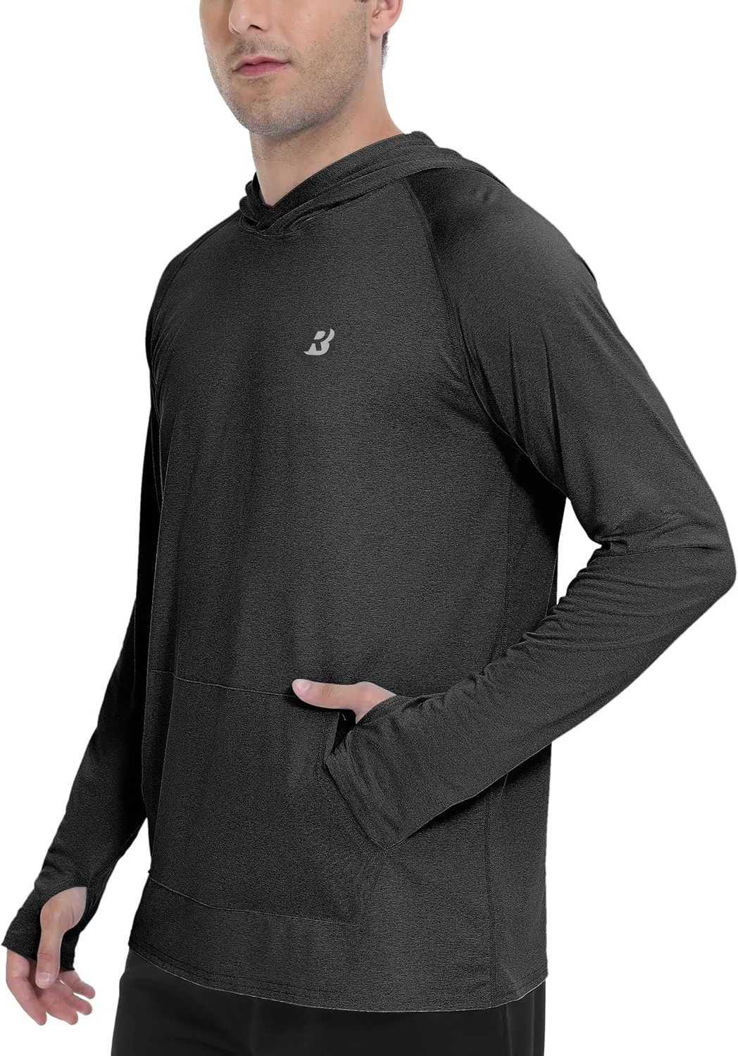 Roadbox Fishing Shirts for Men Long Sleeve, UPF 50  Sun Protection Hoodies with Pocket, Outdoor Running Hiking Rash Guard