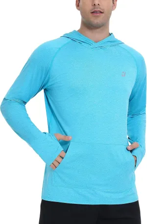 Roadbox Fishing Shirts for Men Long Sleeve, UPF 50  Sun Protection Hoodies with Pocket, Outdoor Running Hiking Rash Guard