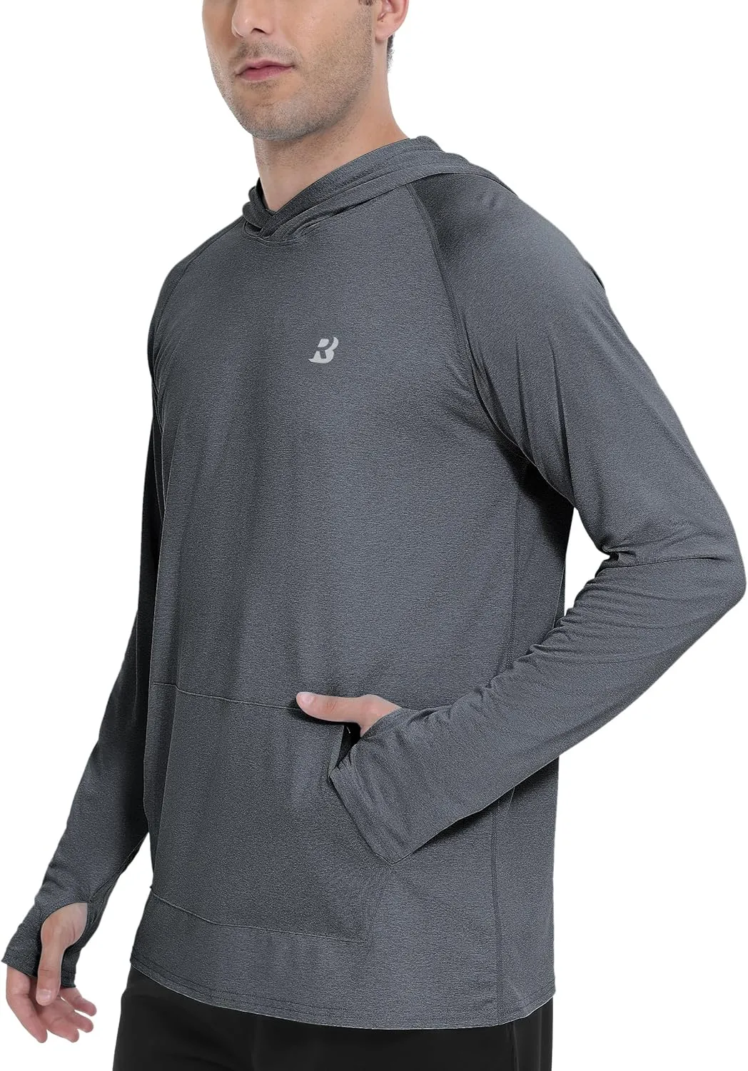 Roadbox Fishing Shirts for Men Long Sleeve, UPF 50  Sun Protection Hoodies with Pocket, Outdoor Running Hiking Rash Guard