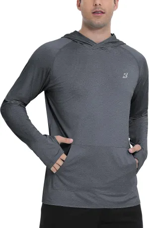 Roadbox Fishing Shirts for Men Long Sleeve, UPF 50  Sun Protection Hoodies with Pocket, Outdoor Running Hiking Rash Guard