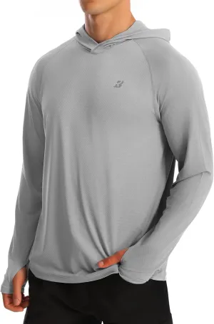 Roadbox UPF 50  Fishing Shirts for Men, Long Sleeve UV Protection Sun Hoodie, Swim Rash Guard for Hiking Running Workout