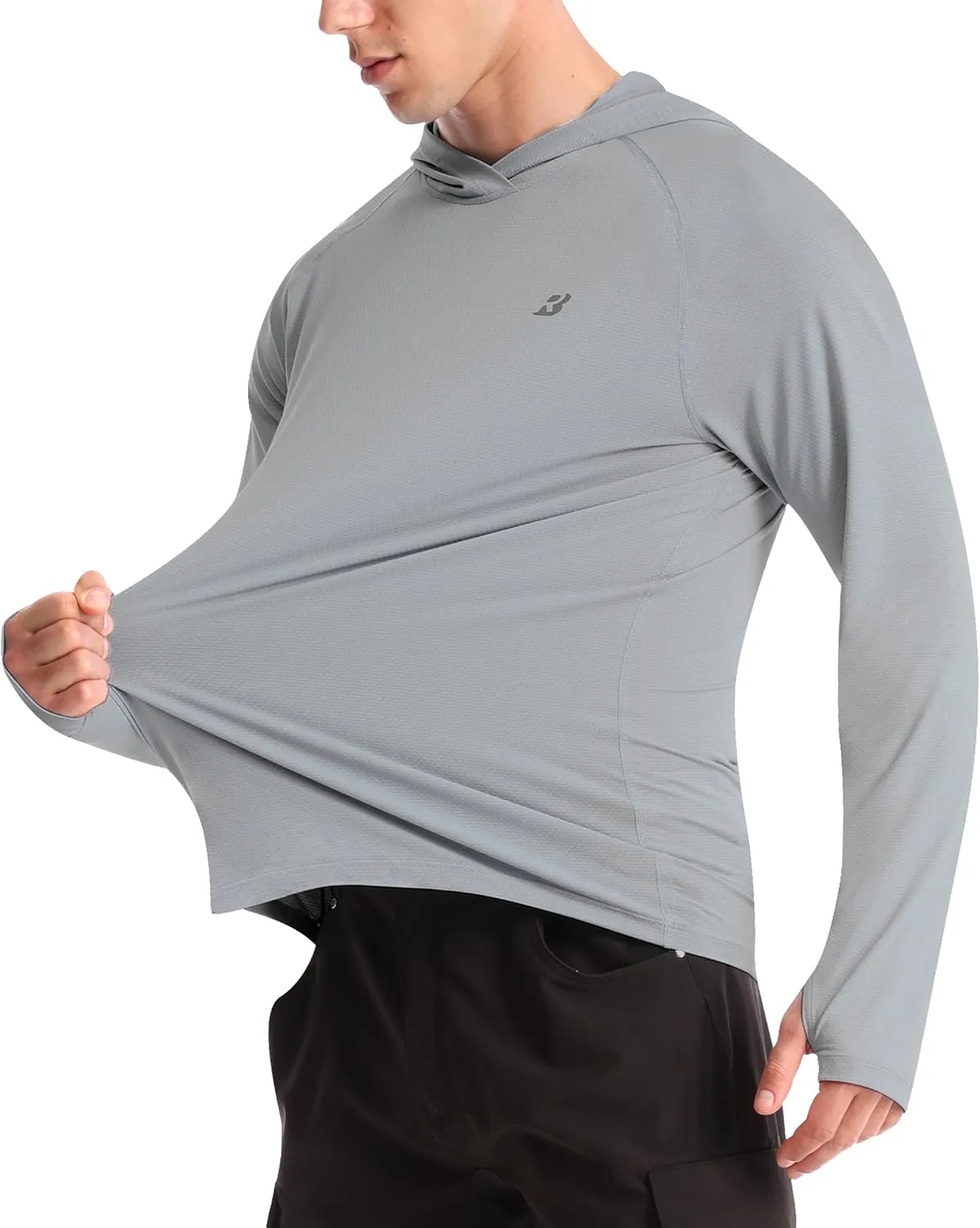 Roadbox UPF 50  Fishing Shirts for Men, Long Sleeve UV Protection Sun Hoodie, Swim Rash Guard for Hiking Running Workout